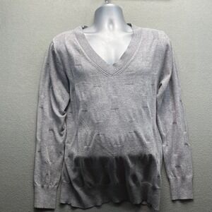 NWT ARACH & CLOZ V-Neck Sweater women's XXL Gray Textured Knit Pullover New